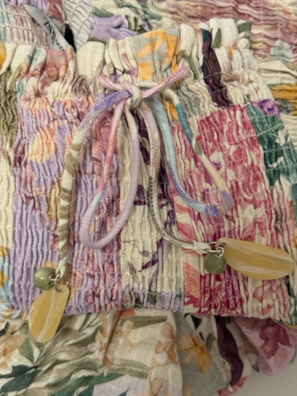 Zara NEW Blogger Fave Floral Multicolor High Waisted Flowy Linen Shorts - Picture 7 of 10